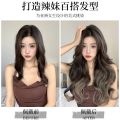 Highlight Dyeing Wig Set Paris Painting Dyed Green Wood Gray Long Hair Internet Celebrity Natural One-Piece Curly Hair Piece Hair Increase Volume Fluffy.