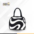 Lunch Carry Bag, Cotton Fabric, Black & White, (9.5″x7.5″x5″). 