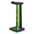 RGB Gaming Headphone Stand Dual USB Port 3.5mm Audio Port 10 Lighting Effects Desktop Gaming Headset Holder Hanger for Gamer PC. 