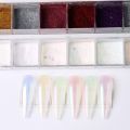 12 Grids Pearl White Chrome Nail Aurora Powder White Gloss Glitter Nails Art Pigment UV Gel Polish Mirror Chrome Dust Manicure. 
