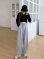 Woman Pants Streetwear Korean Style Loose Joggers Women Sweatpants Grey High Waist Comfort Simple Basic Casual Fashion Trousers.