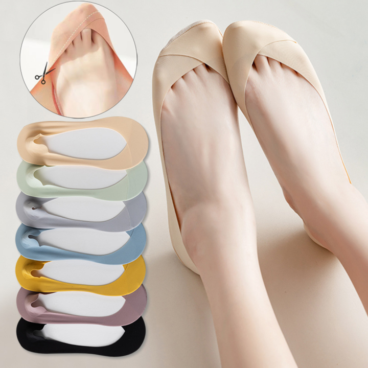【Popular choice】 1 Pairs Socks For Women Cotton Non-slip Summer Invisible No Show Low Cut Short Thin Breathable Boat Socks