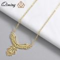 QIMING Delicate Bird Phoenix Necklace Female Women Stainless Steel Jewelry Origami Phenix Pendant Friendship Necklaces Gift.