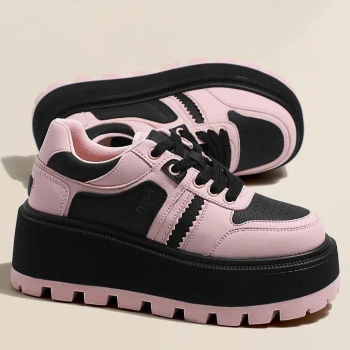 Women Sports Shoes Fashion Thick Sole Lace Up Vulcanized Shoe