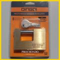Dingqi 80 mm Rectangle Brass Square Door Lock tala for heavy duty security Length 13 cm Width 8 cm Height 4 cm completely Pitol body rust free Stainless steel guarder. 