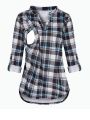 Women Maternity Breastfeeding T-shirt V-Neck Blouses Shirts Long Sleeve Striped Nursing Tops Clothes for Pregnant Women. 
