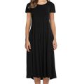 2022 Four Seasons Women's New Round Neck Short Sleeve Solid Color Swing Dress Fashion Solid Color Dress.
