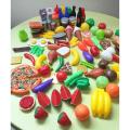 120 Pcs Plastic Food Fruits Vegetables Toy Set Kitchen Pretend Play Toy for Boys and Girls. 