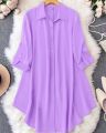 Ladies Western Fashion Purple color Long Shirt cherry georgette tops for Girls/women. 