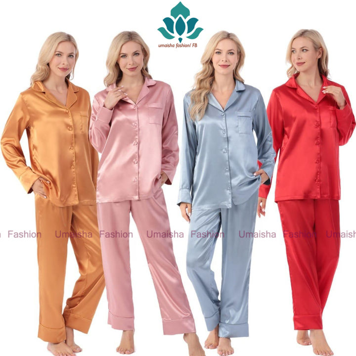 Comfortable%20Short%20Sleeve%20Night-wear%20Shirt%20and%20Pant%20Set%20for%20Ladies,%20Pure%20Silk%20and%20Satin%20-%20Image%203