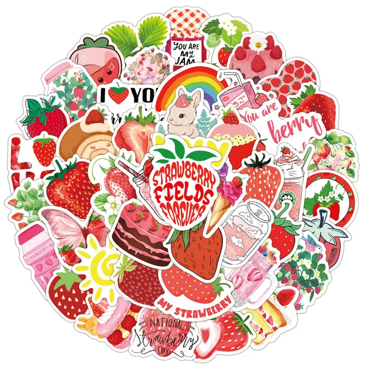 50pcs%20Cute%20Sweet%20Strawberry%20Stickers%20Notebook%20Scrapbooking%20Aesthetic%20Cartoon%20Sticker%20Ins%20Style%20Candy%20Vinyl%20Decals%20for%20Kids%20Girl%20-%20Image%202