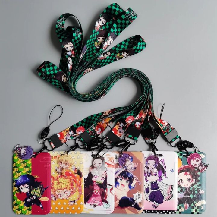 New Demon Slayer Anime Card Cases Card Lanyard Key Lanyard Cosplay Badge ID Cards Holders Neck Straps Keychains Kamado Nezuko