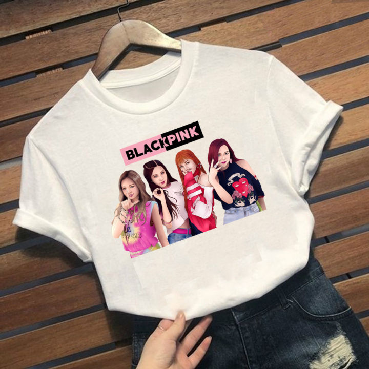 Black%20pink%20Korean%20style%20printed%20Summer%20loose%20casual%20ins%20T-shirt%20-%20Image%205