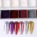12 Grids Pearl White Chrome Nail Aurora Powder White Gloss Glitter Nails Art Pigment UV Gel Polish Mirror Chrome Dust Manicure. 