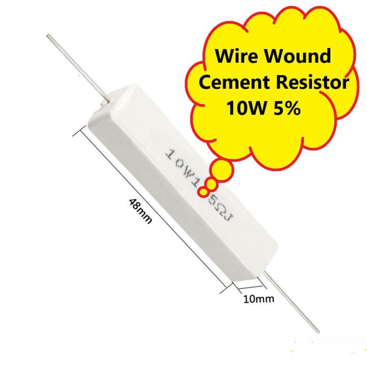 2Pcs- 10Watt Wirewound 10W 10 Ohm Ceramic Cement Wirewound Resistors 10 Ohm 10 Watt Wire Wound Axial Lead Fixed Cement Resistor 5% Tolerance Electronics Circuitry & Parts