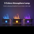 Simulation Flame Aroma Air Humidifier Desktop 2-in-1 Mist Humidifier & Aromatherapy Diffuser for Essential Oil with 3 Colors Atmosphere Lamp 200ML Capacity USB Powered for Home Office Yoga Low Noise Auto-off Protection. 