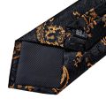 Luxury Black Gold Paisley Silk Ties For Men 8cm Men's Wedding Neck Tie Pocket Square Cufflinks Set Collar Pin Men's Gift.