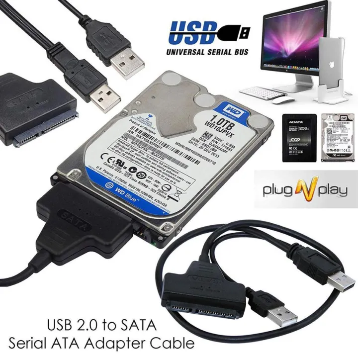 USB 3.0 to SATA Adapter Cable 22 pin For 2.5 inch HDD SSD Adapter Hard Disk Converter Laptop With Extra Power Data Cable