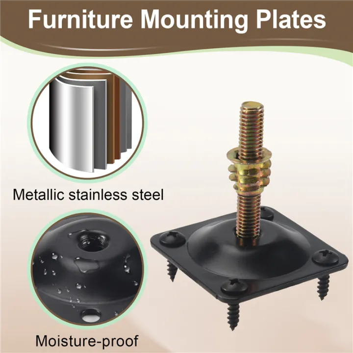 NAMUNY%204Pcs/Set%20Furniture%20Leg%20Mounting%20Plates%20Sofa%20Leg%20Attachment%20Plates%20M8%20Hanger%20Bolts%20Screws%20Adapters%20Metal%20Plates%20Bracket%20Kit%20for%20Sofa%20Couch%20Chair%20-%20Image%202