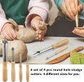 4Pcs DIY Molding Engrave Cutter Shape Carve Sculpture Modelling Cut Pottery Punch Hole Clay Ceramic Tool Wax Model Sludge Sculpt MuXiaRe.