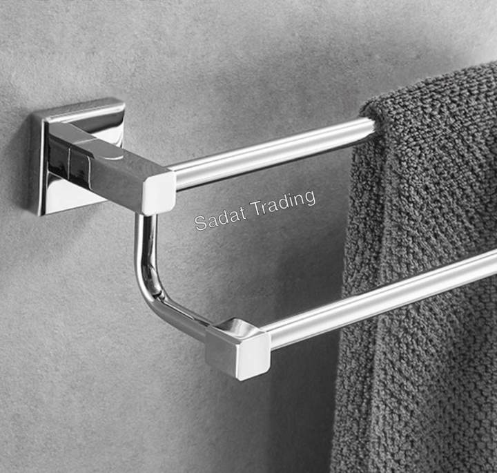 Chrome%20Finish%20Stainless%20Steel%20Bathroom%20Fixture%20Double%20Towel%20Rail/%20Towel%20Rack%20Holder%20-%20Image%202