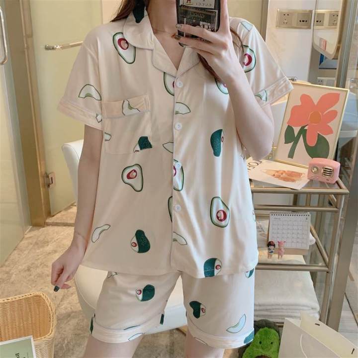 Pajamas%20for%20Women%20Short%20Sleeve%20Sleepwear%20Loungewear%20Satin%20Pyjamas%20Cartoon%20Summer%20Home%20Wear%20Ladies%20Silk%20Nightwear%20Set%20-%20Image%202