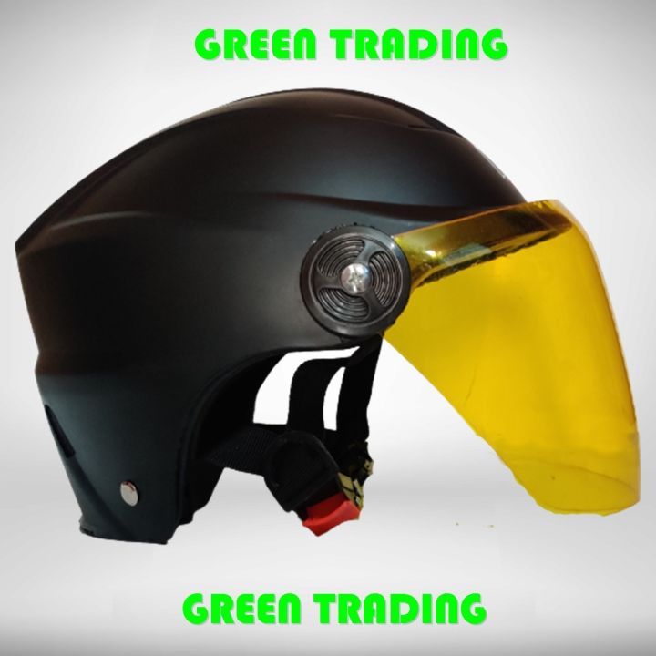 Half-Helmet Open Face Helmets With Yellow Glass- Bike Helmet - Helmet