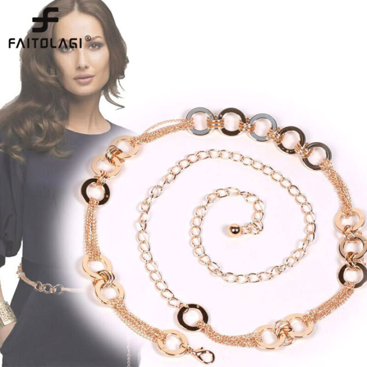 Fashion  Chain Belt For Women Dresses Waistband Round Metal Tassel Waist Belt Female Hip High Waist Chain