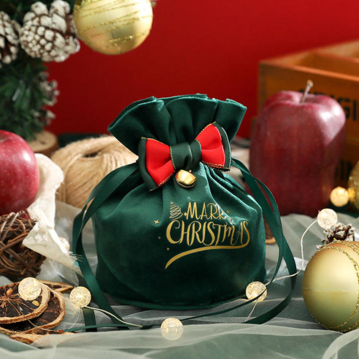 Creative Christmas Children's Gift Velvet Drawstring Bag Christmas Eve Box Flannel Candy Cookies Chocolate Packing Gifts Bags