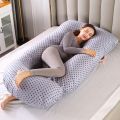 Large Size Pregnancy Pillow Gray J-Shape Pregnant Pillow Crystal velvet Full Body Maternity Pillow for Pregnant Women.