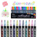 Contour pen double line contour pen metal glitter pen set marker pen account pen highlighter brush wholesale. 