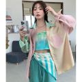 French Super Fairy Senior Elegant Long Sleeve Blouse Women's Early Autumn Thin Design Sense Macaron Color Series Patchwork Shirt. 