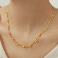 Flowers, the same fashion, bead chain, necklace, Queen Mother's personality, versatile, titanium steel, delicate temperament, double-layer clavicle chain. 