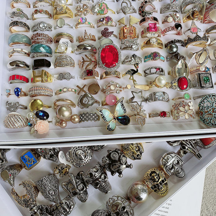 PUSHI Jewelry Men and Women Mix Lot Ring Accessories Bulk Wholesale Cheap Yiwu Personality Geometry Flower Alloy Fashion in Bulk