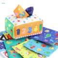 Pull Along Tissue Box Sensory Toy Busy Pull Tissues for Newborns Toddlers 6 to 12 Months.