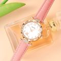 LooKeo Mall Ladies Dress Watch Set with 6PCS Fashion Jewelry - Black Leather Quartz Women's Watch with Necklace, Earrings, and Bracelet.