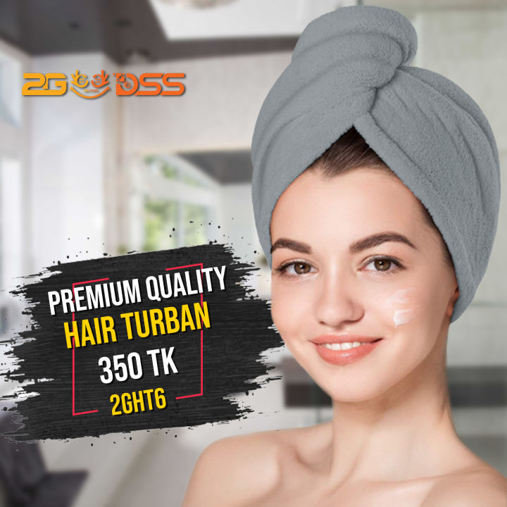 Premium Quality Hair Turban Super Absorbing Water Super absorbent towel for a quick dry Very absorbent and fast drying Drying hair while doing skin care Material: Microfiber material DRASTICALLY Save your Time No slipping , no dripping A button