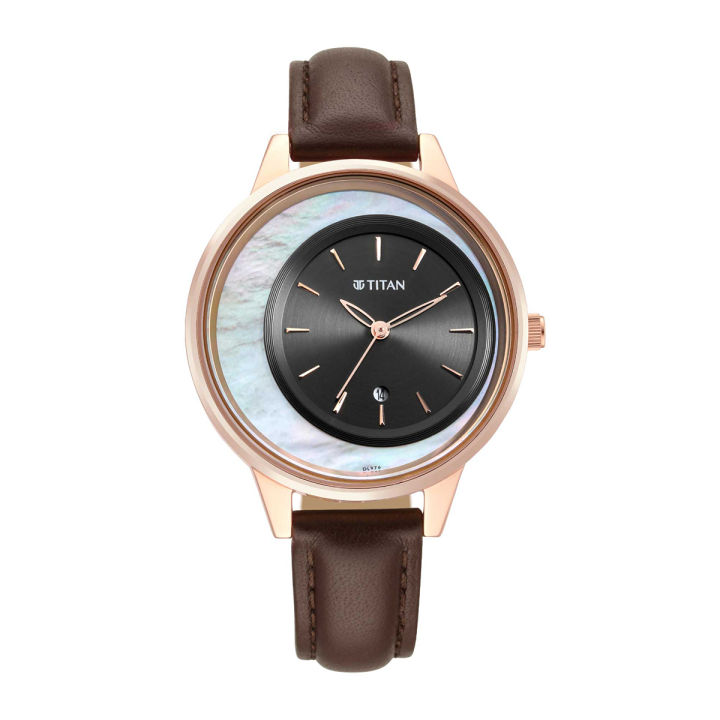 Titan 2648WL04 Anthracite Crescent Anthracite Dial Leather strap watch