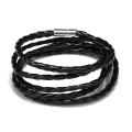Bracelet Leather Wristband Interlaced Cuff Bangle 3 Wrap Around Rope Bracelet.