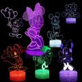 Mickey Mouse and Donald Duck Cartoon 3D Minnie Mouse Visual Night Lights LED Lamp Bedroom Anime Nightlights Color Changing Toys. 