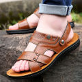 Sandals, men's leather beach shoes for summer wear, men's non-slip, waterproof, durable, and dual-purpose slippers. 