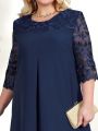 Plus Size Summer Dress 2023 Elegant Embroidery Chiffon Prom Formal Party Dresses for Chubby Women Loose Ladies Church Dress.