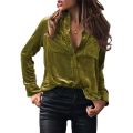 Women's Winter Fashion Velvet Long Sleeve Button Pocket Casual Shirt Top Flannel Shirt Women Blusas Mujer De Moda 2021. 