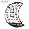 Natural Stone Collection Box 32-piece Assorted Faux Gemstone Kit Moon Shape Natural Stone Box Educational Mineral Learning Display Perfect Gift for Stone Collectors Natural Stone Storage Box. 