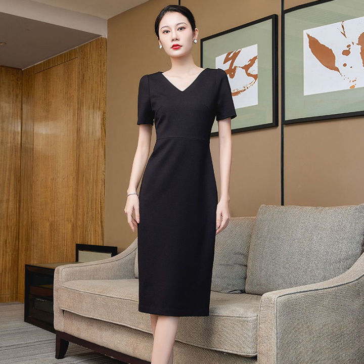 who created little black dress Korean Style] Loose Fit Lace Trimmed V-Neck A-line Dress – Ordicle
