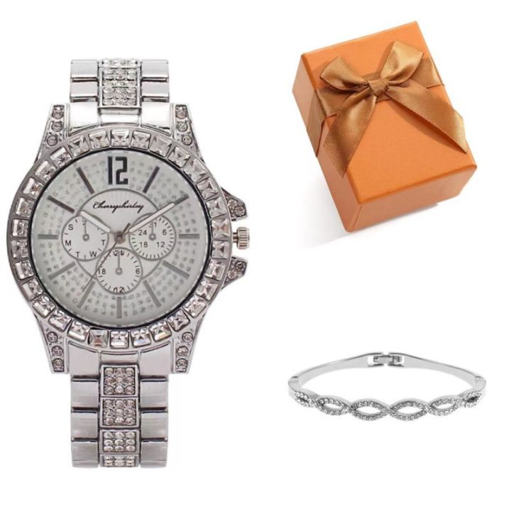 2023%20Foreign%20Trade%20Hot%20Selling%20Women's%20Business%20Gold%20Diamond%20Big%20Rhinestone%20Luxury%20Atmosphere%20Watch%20+%20Bracelet%20Gift%20Box%20Set%20-%20Image%202