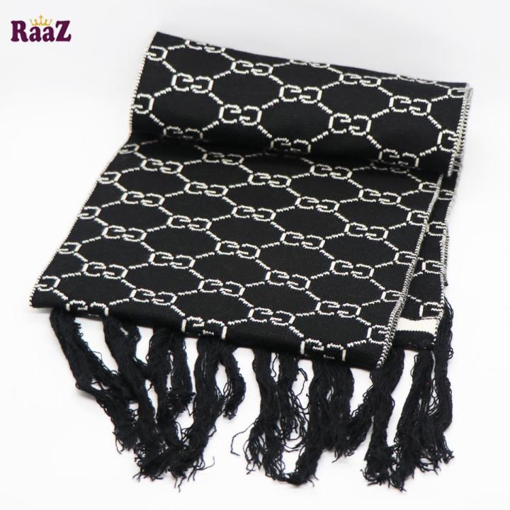 Black And White Woolen Scarf, Soft Muffler Stylish Fashion Scarf For Men And Women