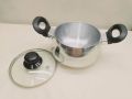 Kiam Classic 16cm Pure Aluminum Belly Shape Saucepan Casserole With Glass Or Aluminum Lid. Aluminium Cookware High Hari Such Pan. Model: Y80..