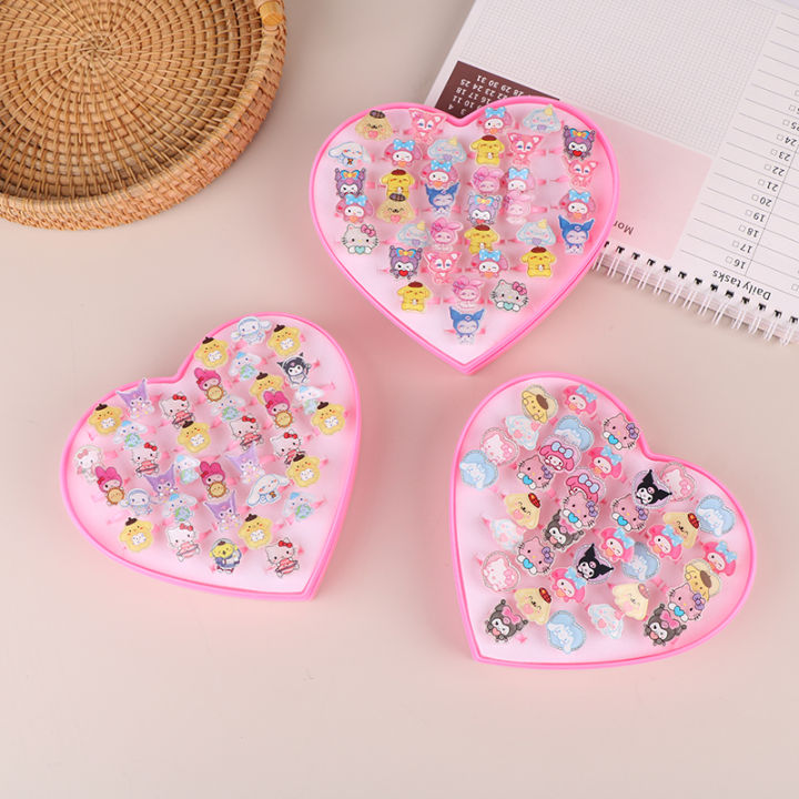 36Pcs/box%20Sanrio%20Hello%20Kitty%20Kid%20Ring%20Kids%20Adjustable%20Baby%20Rings%20Fashion%20Cartoon%20Children%20Rings%20With%20Heart%20Box%20Party%20Gift%20-%20Image%207