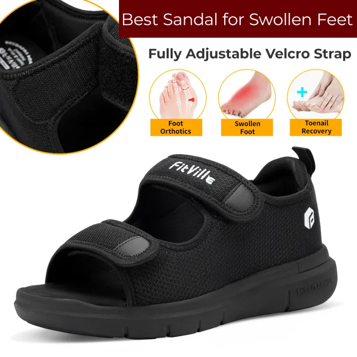 FitVille%20Men's%20Sandals%20Widened%20Mens%20Casual%20Shoes%20Velcro%20Lightweight%20for%20Plantar%20Fasciitis%20Arch%20Support%20Relief%20Pain%20-%20Image%205